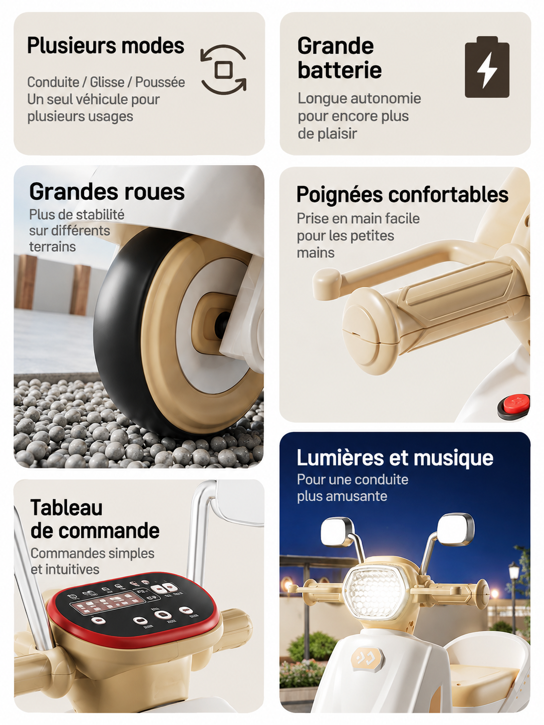 Fonctionnalités du scooter électrique pour enfant