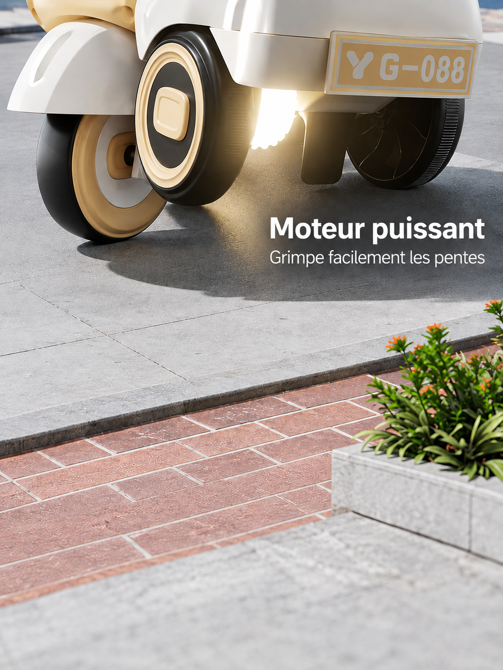 Détail du moteur du scooter électrique pour enfant